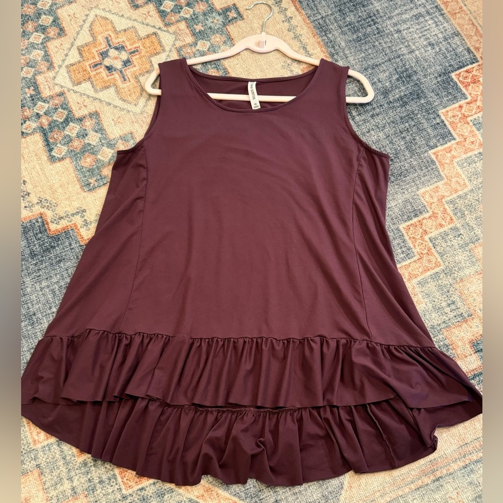 Women’s 1X Swing Tank with Ruffle, Hi-Lo Hem | Zenana Outfitters